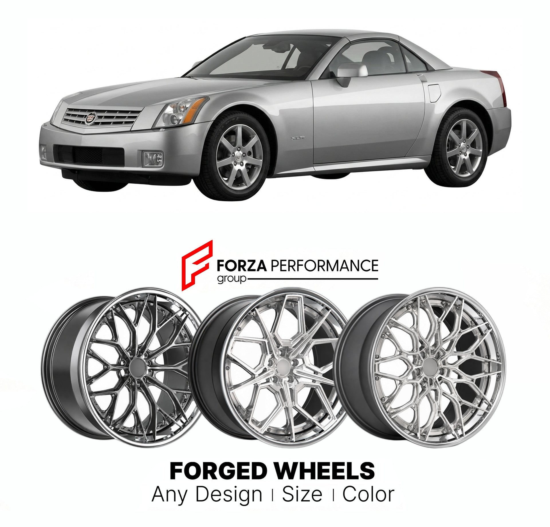 FORGED WHEELS RIMS for CADILLAC XLR 2004 - 2009

Custom forged wheels for Cadillac XLR 2004 - 2009. Made-to-order monoblock, 2-piece and 3-piece rims in custom sizes, offsets, colors and finishes with guaranteed fitment.

We manufacture premium quality forged wheels rims for Cadillac XLR 2004 - 2009 in any design, size, color.

THIS WHEEL DESIGN CAN BE CUSTOM-MADE FOR YOUR CAR IN ANY SIZE AND COLOR OPTIONS
Available in monoblock, 2-piece, 3-piece, duoblock, beadlock
3D wheel renderings are provided accordin