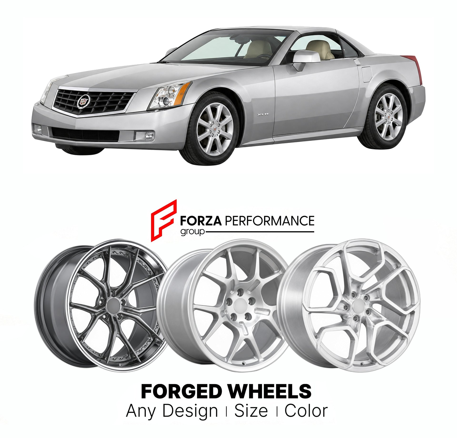 FORGED WHEELS RIMS for CADILLAC XLR BASE 2004 - 2009

Custom forged wheels for Cadillac XLR Base 2004 - 2009. Made-to-order monoblock, 2-piece and 3-piece rims in custom sizes, offsets, colors and finishes with guaranteed fitment.

We manufacture premium quality forged wheels rims for Cadillac XLR Base 2004 - 2009 in any design, size, color.

THIS WHEEL DESIGN CAN BE CUSTOM-MADE FOR YOUR CAR IN ANY SIZE AND COLOR OPTIONS
Available in monoblock, 2-piece, 3-piece, duoblock, beadlock
3D wheel renderings are pr