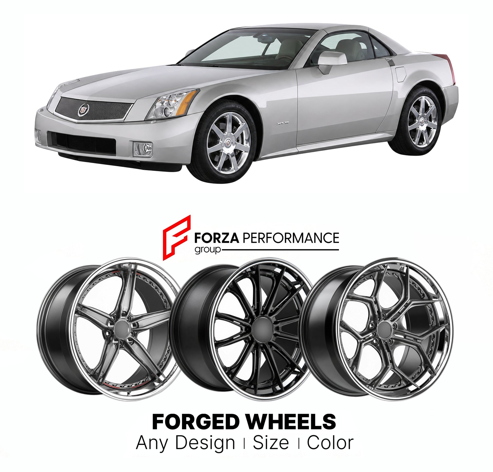 FORGED WHEELS RIMS for CADILLAC XLR PLATINUM 2004 - 2009

Custom forged wheels for Cadillac XLR Platinum 2004 - 2009. Made-to-order monoblock, 2-piece and 3-piece rims in custom sizes, offsets, colors and finishes with guaranteed fitment.

We manufacture premium quality forged wheels rims for Cadillac XLR Platinum 2004 - 2009 in any design, size, color.

THIS WHEEL DESIGN CAN BE CUSTOM-MADE FOR YOUR CAR IN ANY SIZE AND COLOR OPTIONS
Available in monoblock, 2-piece, 3-piece, duoblock, beadlock
3D wheel rende