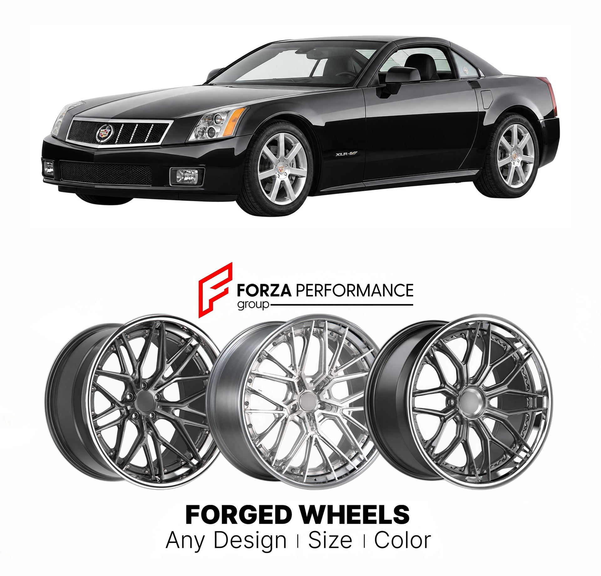 FORGED WHEELS RIMS for CADILLAC XLR XLR-V 2004 - 2009

Custom forged wheels for Cadillac XLR XLR-V 2004 - 2009. Made-to-order monoblock, 2-piece and 3-piece rims in custom sizes, offsets, colors and finishes with guaranteed fitment.

We manufacture premium quality forged wheels rims for Cadillac XLR XLR-V 2004 - 2009 in any design, size, color.

THIS WHEEL DESIGN CAN BE CUSTOM-MADE FOR YOUR CAR IN ANY SIZE AND COLOR OPTIONS
Available in monoblock, 2-piece, 3-piece, duoblock, beadlock
3D wheel renderings are