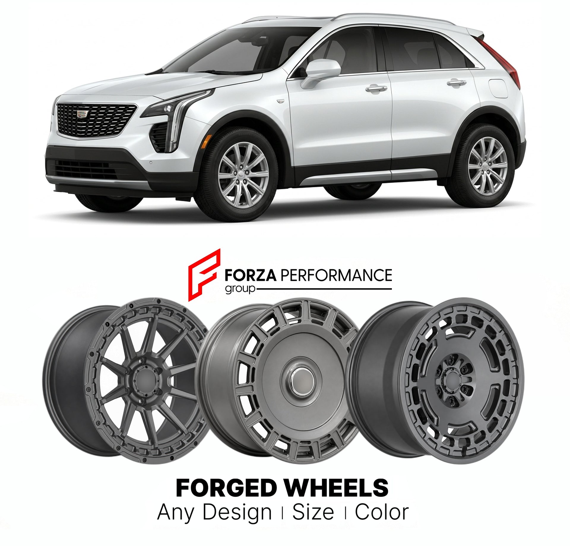 FORGED WHEELS RIMS for CADILLAC XT4 2019+

Custom forged wheels for Cadillac XT4 2019+. Made-to-order monoblock, 2-piece and 3-piece rims in custom sizes, offsets, colors and finishes with guaranteed fitment.

We manufacture premium quality forged wheels rims for Cadillac XT4 2019+ in any design, size, color.

THIS WHEEL DESIGN CAN BE CUSTOM-MADE FOR YOUR CAR IN ANY SIZE AND COLOR OPTIONS
Available in monoblock, 2-piece, 3-piece, duoblock, beadlock
3D wheel renderings are provided according to the exact dim