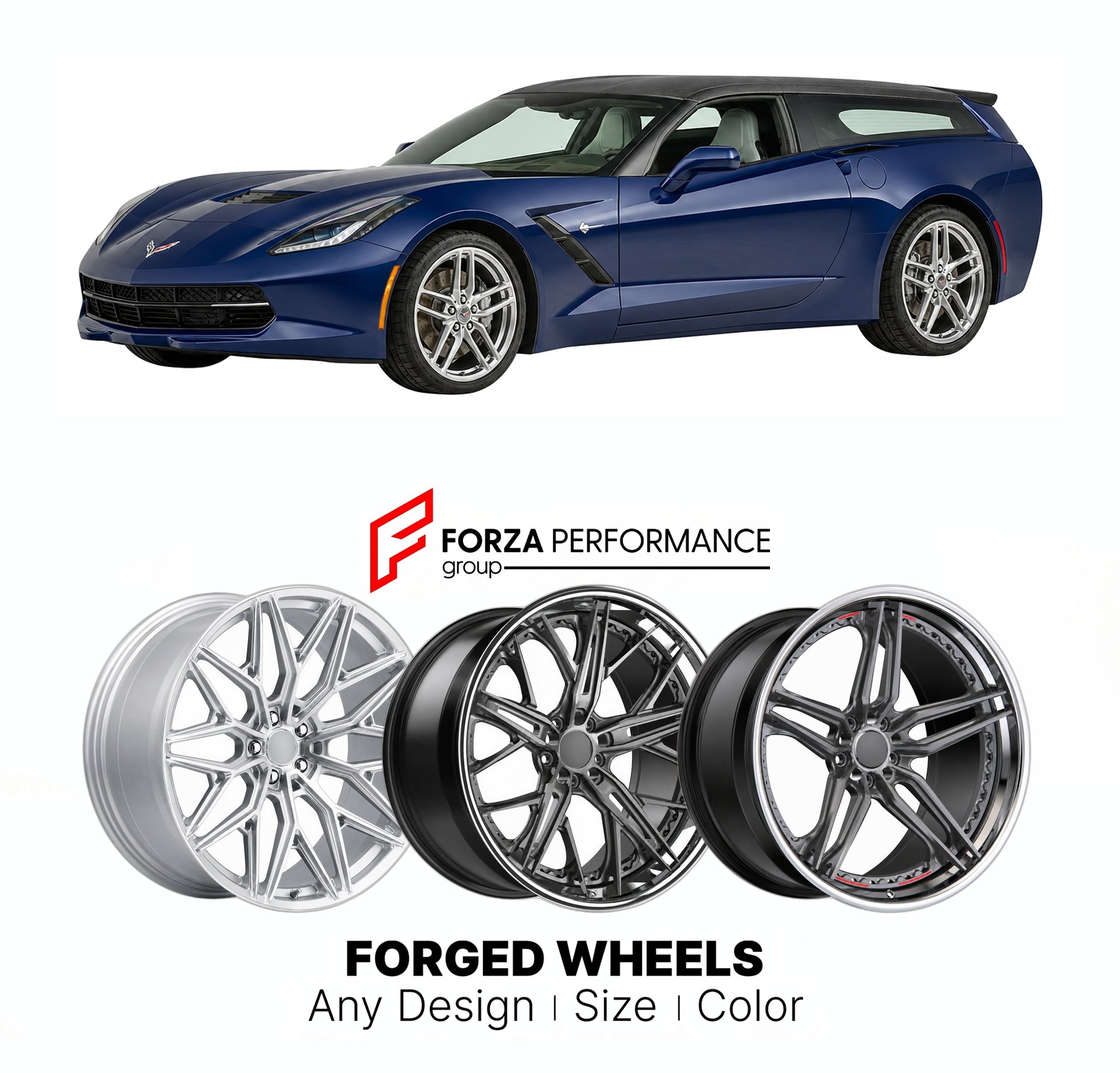 FORGED WHEELS RIMS for CALLAWAY CORVETTE AEROWAGEN C4 C5 C6 C7 C8 1990+

Custom forged wheels for Callaway Corvette AeroWagen C4 C5 C6 C7 C8 1990+. Made-to-order monoblock, 2-piece and 3-piece rims in custom sizes, offsets, colors and finishes with guaranteed fitment.

We manufacture premium quality forged wheels rims for Callaway Corvette AeroWagen C4 C5 C6 C7 C8 1990+ in any design, size, color.

THIS WHEEL DESIGN CAN BE CUSTOM-MADE FOR YOUR CAR IN ANY SIZE AND COLOR OPTIONS
Available in monoblock, 2-piec