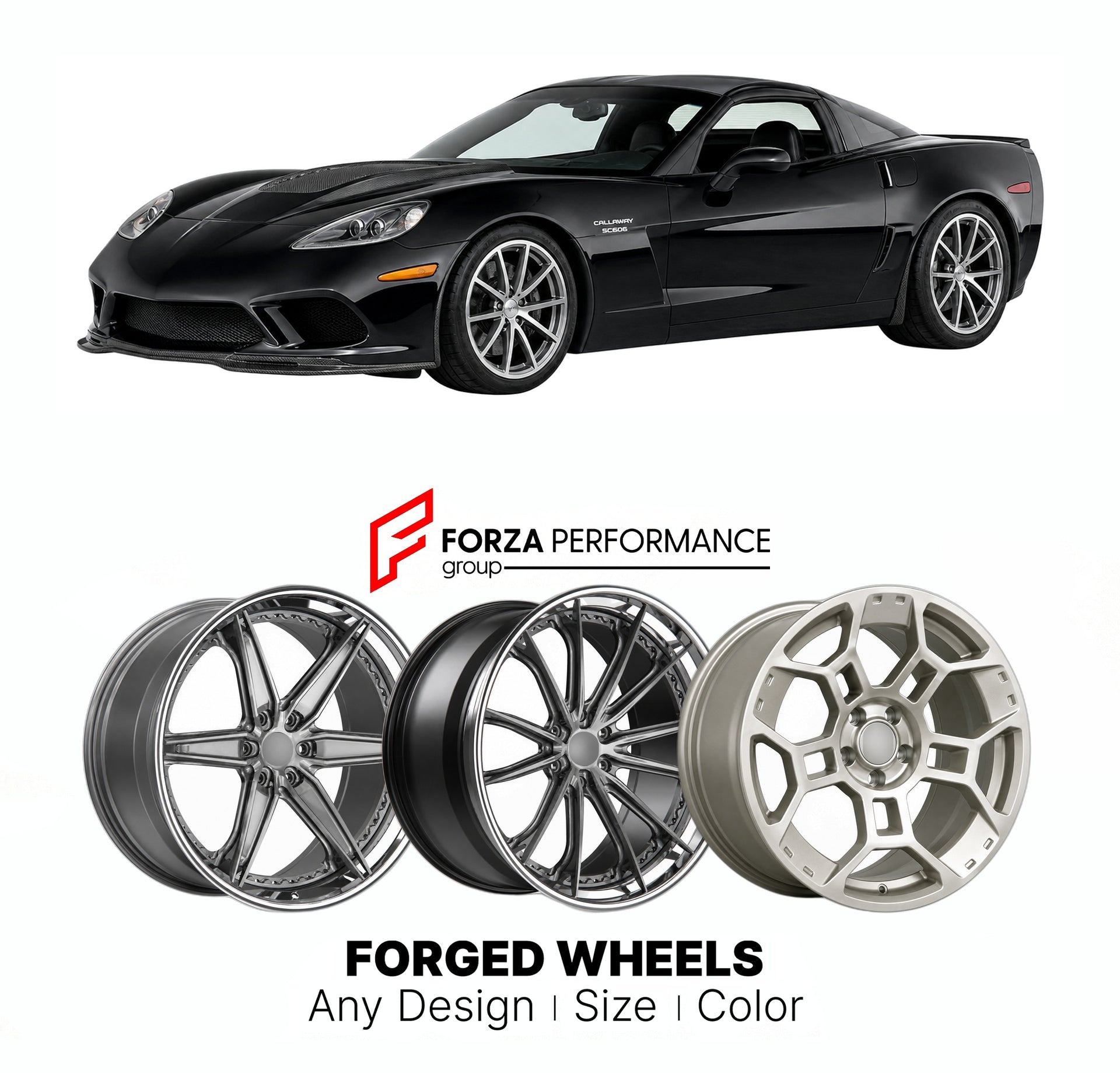 FORGED WHEELS RIMS for CALLAWAY CORVETTE SC606 C4 C5 C6 C7 C8 1990+

Custom forged wheels for Callaway Corvette SC606 C4 C5 C6 C7 C8 1990+. Made-to-order monoblock, 2-piece and 3-piece rims in custom sizes, offsets, colors and finishes with guaranteed fitment.

We manufacture premium quality forged wheels rims for Callaway Corvette SC606 C4 C5 C6 C7 C8 1990+ in any design, size, color.

THIS WHEEL DESIGN CAN BE CUSTOM-MADE FOR YOUR CAR IN ANY SIZE AND COLOR OPTIONS
Available in monoblock, 2-piece, 3-piece, 