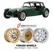 CUSTOM CLASSIC VINTAGE RESTOMOD RETRO OLD SCHOOL FORGED WHEELS RIMS for CATERHAM 7 SEVEN 1973+

Custom forged wheels for Caterham 7 Seven 1973+. Classic, vintage, restomod wheel designs made to order in custom sizes, offsets, colors and finishes.

We manufacture premium quality forged wheels rims for Caterham 7 Seven 1973+ in any design, size, color.

THIS WHEEL DESIGN CAN BE CUSTOM-MADE FOR YOUR CAR IN ANY SIZE AND COLOR OPTIONS
Available in monoblock, 2-piece, 3-piece, duoblock, beadlock
3D wheel renderin