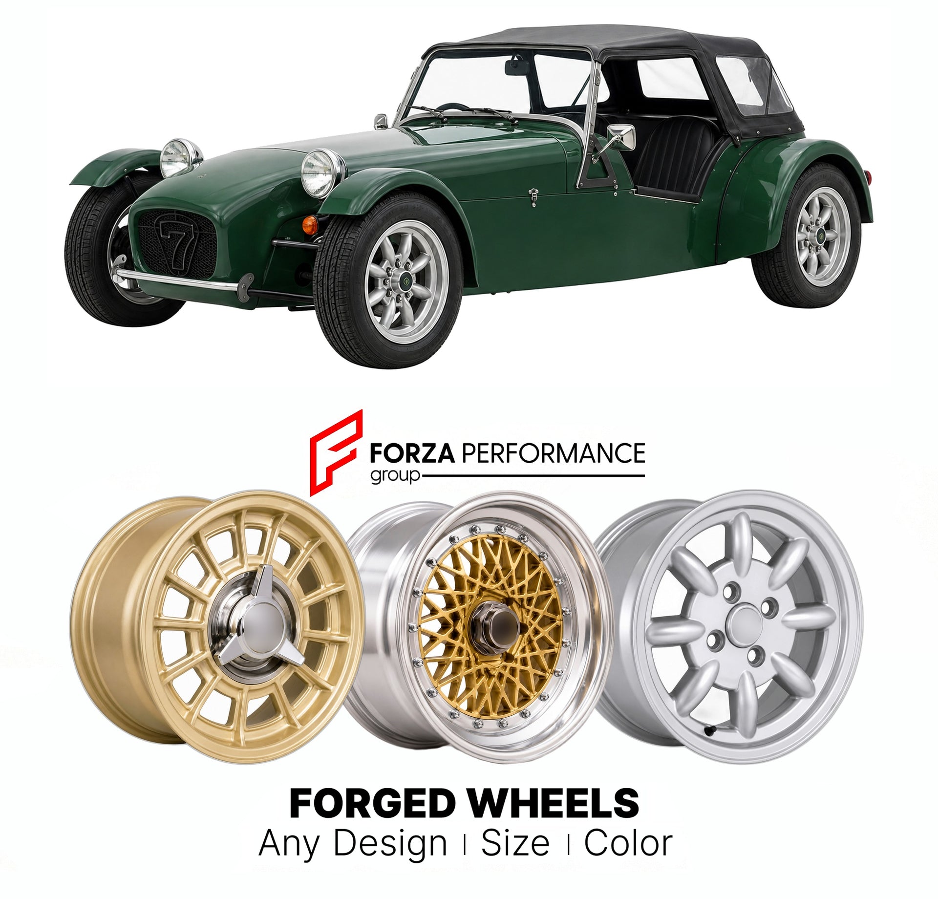 CUSTOM CLASSIC VINTAGE RESTOMOD RETRO OLD SCHOOL FORGED WHEELS RIMS for CATERHAM 7 SEVEN 1973+

Custom forged wheels for Caterham 7 Seven 1973+. Classic, vintage, restomod wheel designs made to order in custom sizes, offsets, colors and finishes.

We manufacture premium quality forged wheels rims for Caterham 7 Seven 1973+ in any design, size, color.

THIS WHEEL DESIGN CAN BE CUSTOM-MADE FOR YOUR CAR IN ANY SIZE AND COLOR OPTIONS
Available in monoblock, 2-piece, 3-piece, duoblock, beadlock
3D wheel renderin