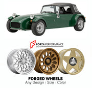 CUSTOM CLASSIC VINTAGE RESTOMOD RETRO OLD SCHOOL FORGED WHEELS RIMS for CATERHAM SEVEN 21 1994 - 1999

Custom forged wheels for Caterham Seven 21 1994 - 1999. Classic, vintage, restomod wheel designs made to order in custom sizes, offsets, colors and finishes.

We manufacture premium quality forged wheels rims for Caterham Seven 21 1994 - 1999 in any design, size, color.

THIS WHEEL DESIGN CAN BE CUSTOM-MADE FOR YOUR CAR IN ANY SIZE AND COLOR OPTIONS
Available in monoblock, 2-piece, 3-piece, duoblock, beadl