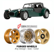 CUSTOM CLASSIC VINTAGE RESTOMOD RETRO OLD SCHOOL FORGED WHEELS RIMS for CATERHAM SEVEN HPC 1990 - 1996

Custom forged wheels for Caterham Seven HPC 1990 - 1996. Classic, vintage, restomod wheel designs made to order in custom sizes, offsets, colors and finishes.

We manufacture premium quality forged wheels rims for Caterham Seven HPC 1990 - 1996 in any design, size, color.

THIS WHEEL DESIGN CAN BE CUSTOM-MADE FOR YOUR CAR IN ANY SIZE AND COLOR OPTIONS
Available in monoblock, 2-piece, 3-piece, duoblock, be