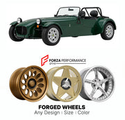 CUSTOM CLASSIC VINTAGE RESTOMOD RETRO OLD SCHOOL FORGED WHEELS RIMS for CATERHAM SEVEN SUPERLIGHT 1996+

Custom forged wheels for Caterham Seven Superlight 1996+. Classic, vintage, restomod wheel designs made to order in custom sizes, offsets, colors and finishes.

We manufacture premium quality forged wheels rims for Caterham Seven Superlight 1996+ in any design, size, color.

THIS WHEEL DESIGN CAN BE CUSTOM-MADE FOR YOUR CAR IN ANY SIZE AND COLOR OPTIONS
Available in monoblock, 2-piece, 3-piece, duoblock,