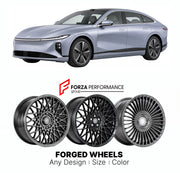 Custom forged wheels for Changan Nevo Qiyuan A07 2023+. Made-to-order monoblock, 2-piece and 3-piece wheels in custom sizes, offsets, colors and finishes with guaranteed vehicle fitment.

We manufacture premium quality forged wheels rims for Changan Nevo Qiyuan A07 2023+ in any design, size, color.

THIS WHEEL DESIGN CAN BE CUSTOM-MADE FOR YOUR CAR IN ANY SIZE AND COLOR OPTIONS
Available in monoblock, 2-piece, 3-piece, duoblock, beadlock
3D wheel renderings are provided according to the exact dimensions and