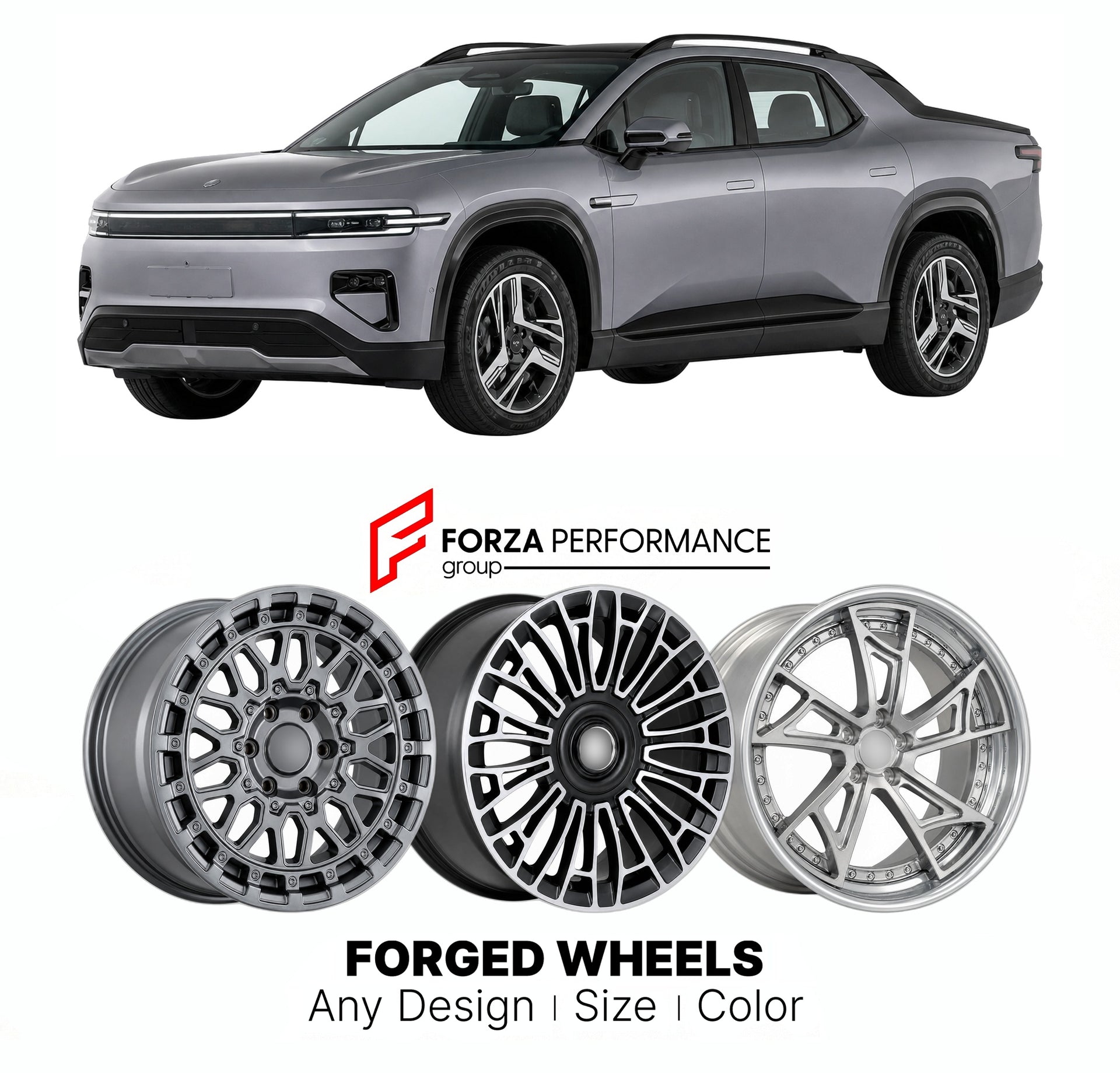 Custom forged wheels for Changan Nevo Qiyuan E07 2024+. Made-to-order monoblock, 2-piece and 3-piece wheels in custom sizes, offsets, colors and finishes with guaranteed vehicle fitment.

We manufacture premium quality forged wheels rims for Changan Nevo Qiyuan E07 2024+ in any design, size, color.

THIS WHEEL DESIGN CAN BE CUSTOM-MADE FOR YOUR CAR IN ANY SIZE AND COLOR OPTIONS
Available in monoblock, 2-piece, 3-piece, duoblock, beadlock
3D wheel renderings are provided according to the exact dimensions and