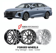 Custom forged wheels for Chery Fulwin A8 2023+. Made-to-order monoblock, 2-piece and 3-piece wheels in custom sizes, offsets, colors and finishes with guaranteed vehicle fitment.

We manufacture premium quality forged wheels rims for Chery Fulwin A8 2023+ in any design, size, color.

THIS WHEEL DESIGN CAN BE CUSTOM-MADE FOR YOUR CAR IN ANY SIZE AND COLOR OPTIONS
Available in monoblock, 2-piece, 3-piece, duoblock, beadlock
3D wheel renderings are provided according to the exact dimensions and specifications 