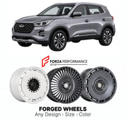 Custom forged wheels for Chery Tiggo 4 Pro 2020+. Made-to-order monoblock, 2-piece and 3-piece wheels in custom sizes, offsets, colors and finishes with guaranteed vehicle fitment.

We manufacture premium quality forged wheels rims for Chery Tiggo 4 Pro 2020+ in any design, size, color.

THIS WHEEL DESIGN CAN BE CUSTOM-MADE FOR YOUR CAR IN ANY SIZE AND COLOR OPTIONS
Available in monoblock, 2-piece, 3-piece, duoblock, beadlock
3D wheel renderings are provided according to the exact dimensions and specificati
