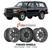 FORGED WHEELS RIMS for CHEVROLET TAHOE GMT400 1995 - 2005

Custom forged wheels for Chevrolet Tahoe GMT400 1995 - 2005. Made-to-order monoblock, 2-piece and 3-piece rims in custom sizes, offsets, colors and finishes with guaranteed fitment.

We manufacture premium quality forged wheels rims for Chevrolet Tahoe GMT400 1995 - 2005 in any design, size, color.

THIS WHEEL DESIGN CAN BE CUSTOM-MADE FOR YOUR CAR IN ANY SIZE AND COLOR OPTIONS
Available in monoblock, 2-piece, 3-piece, duoblock, beadlock
3D wheel re