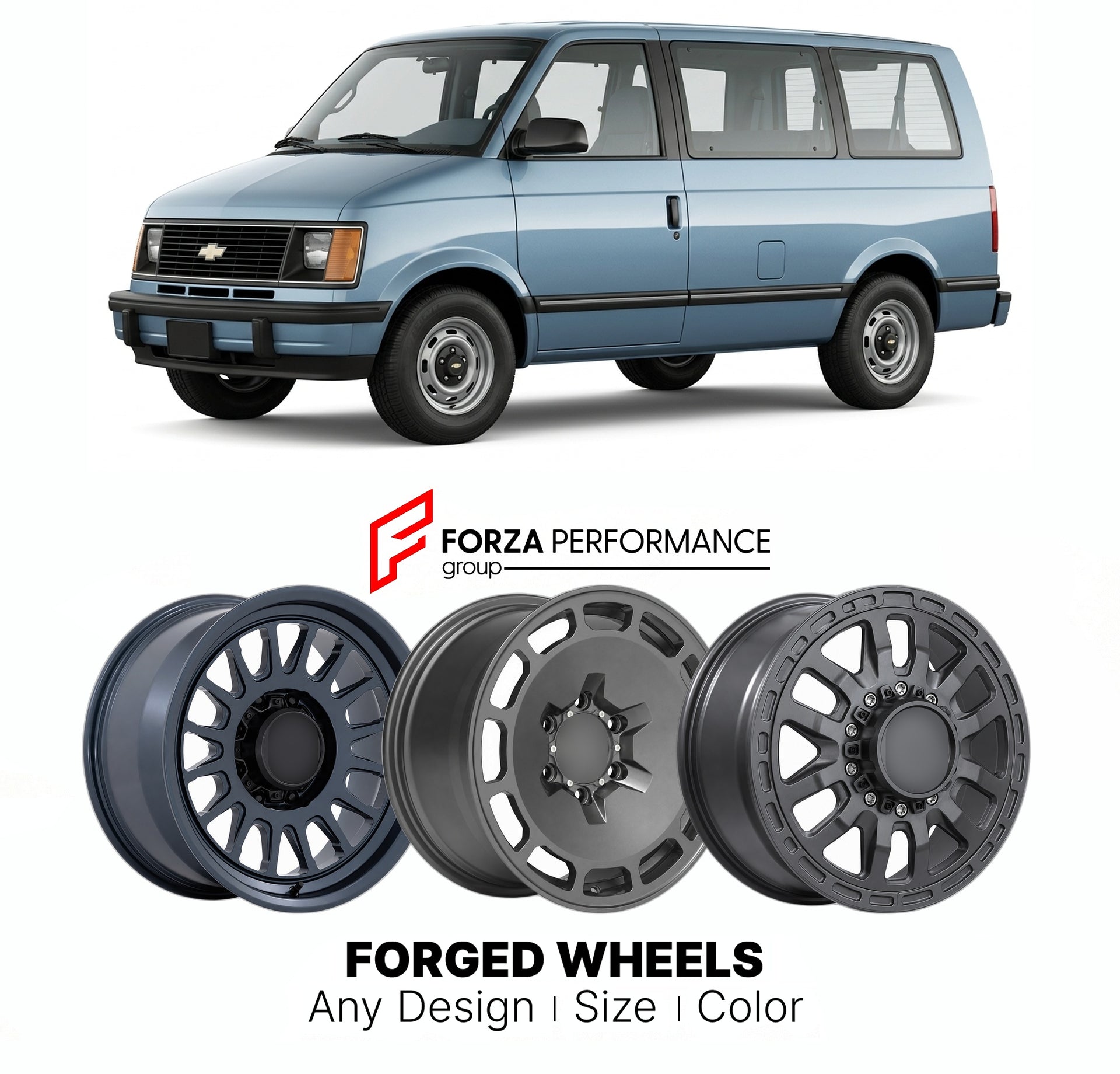 FORGED WHEELS RIMS for CHEVROLET ASTRO 1990 - 2005

Custom forged wheels for Chevrolet Astro 1990 - 2005. Made-to-order monoblock, 2-piece and 3-piece rims in custom sizes, offsets, colors and finishes with guaranteed fitment.

We manufacture premium quality forged wheels rims for Chevrolet Astro 1990 - 2005 in any design, size, color.

THIS WHEEL DESIGN CAN BE CUSTOM-MADE FOR YOUR CAR IN ANY SIZE AND COLOR OPTIONS
Available in monoblock, 2-piece, 3-piece, duoblock, beadlock
3D wheel renderings are provided