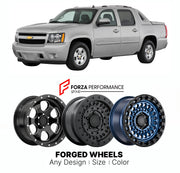 FORGED WHEELS RIMS for CHEVROLET AVALANCHE 2007 - 2013

Custom forged wheels for Chevrolet Avalanche 2007 - 2013. Made-to-order monoblock, 2-piece and 3-piece rims in custom sizes, offsets, colors and finishes with guaranteed fitment.

We manufacture premium quality forged wheels rims for Chevrolet Avalanche 2007 - 2013 in any design, size, color.

THIS WHEEL DESIGN CAN BE CUSTOM-MADE FOR YOUR CAR IN ANY SIZE AND COLOR OPTIONS
Available in monoblock, 2-piece, 3-piece, duoblock, beadlock
3D wheel renderings 