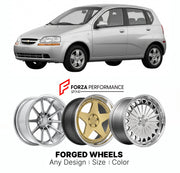 FORGED WHEELS RIMS for CHEVROLET AVEO 2004 - 2011

Custom forged wheels for Chevrolet Aveo 2004 - 2011. Made-to-order monoblock, 2-piece and 3-piece rims in custom sizes, offsets, colors and finishes with guaranteed fitment.

We manufacture premium quality forged wheels rims for Chevrolet Aveo 2004 - 2011 in any design, size, color.

THIS WHEEL DESIGN CAN BE CUSTOM-MADE FOR YOUR CAR IN ANY SIZE AND COLOR OPTIONS
Available in monoblock, 2-piece, 3-piece, duoblock, beadlock
3D wheel renderings are provided ac