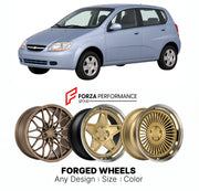 FORGED WHEELS RIMS for CHEVROLET AVEO T200 2004 - 2008

Custom forged wheels for Chevrolet Aveo T200 2004 - 2008. Made-to-order monoblock, 2-piece and 3-piece rims in custom sizes, offsets, colors and finishes with guaranteed fitment.

We manufacture premium quality forged wheels rims for Chevrolet Aveo T200 2004 - 2008 in any design, size, color.

THIS WHEEL DESIGN CAN BE CUSTOM-MADE FOR YOUR CAR IN ANY SIZE AND COLOR OPTIONS
Available in monoblock, 2-piece, 3-piece, duoblock, beadlock
3D wheel renderings 