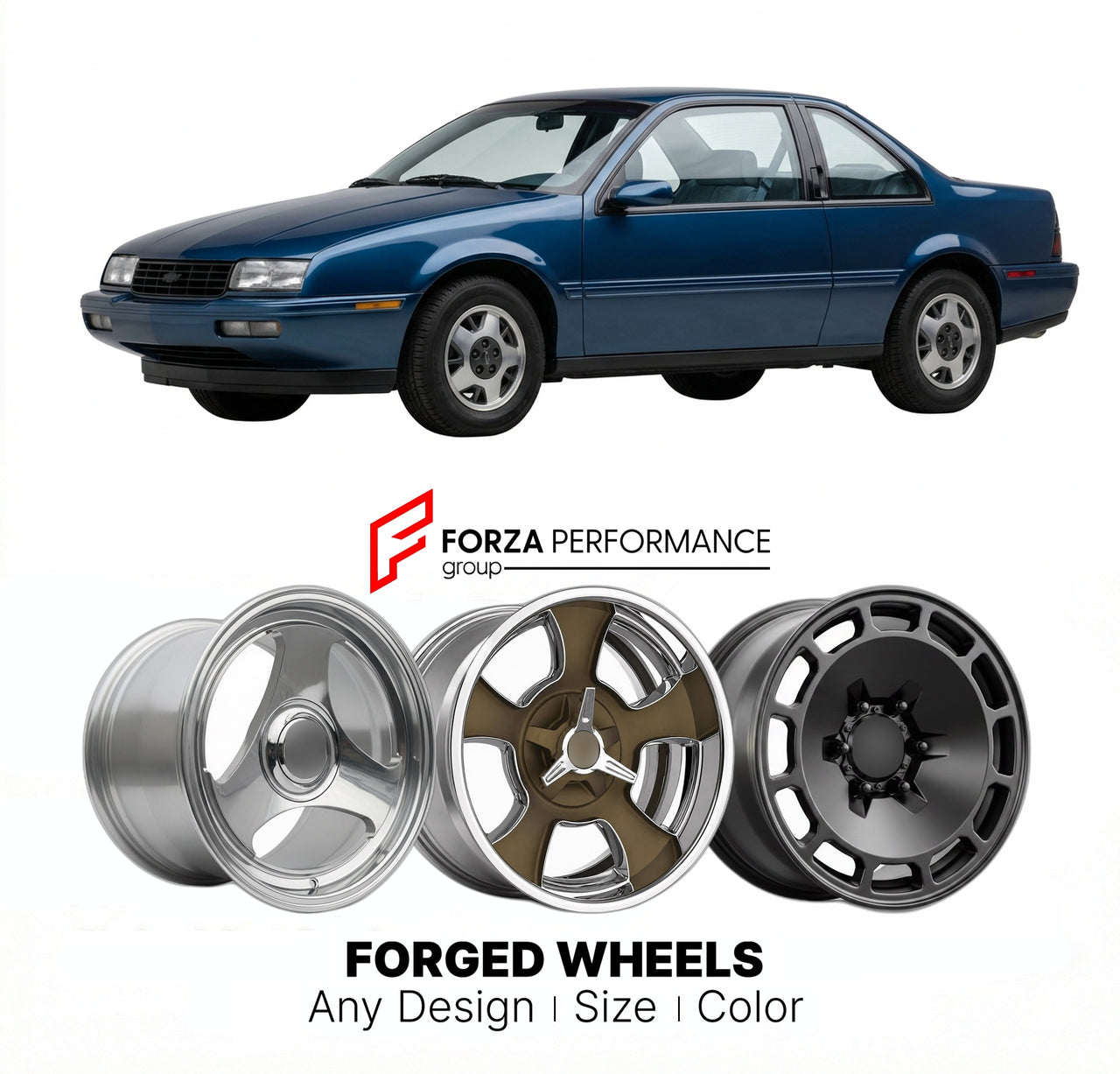 CUSTOM CLASSIC VINTAGE RESTOMOD RETRO OLD SCHOOL FORGED WHEELS RIMS for CHEVROLET BERETTA 1987 - 1990
Custom forged wheels for classic American muscle cars. Ideal for restomod builds, vintage restorations, and show cars. Deep dish and retro styling available.

We manufacture premium quality forged wheels rims for Chevrolet Beretta 1987 - 1990 in any design, size, color.

THIS WHEEL DESIGN CAN BE CUSTOM-MADE FOR YOUR CAR IN ANY SIZE AND COLOR OPTIONS
Available in monoblock, 2-piece, 3-piece, duoblock, beadlo