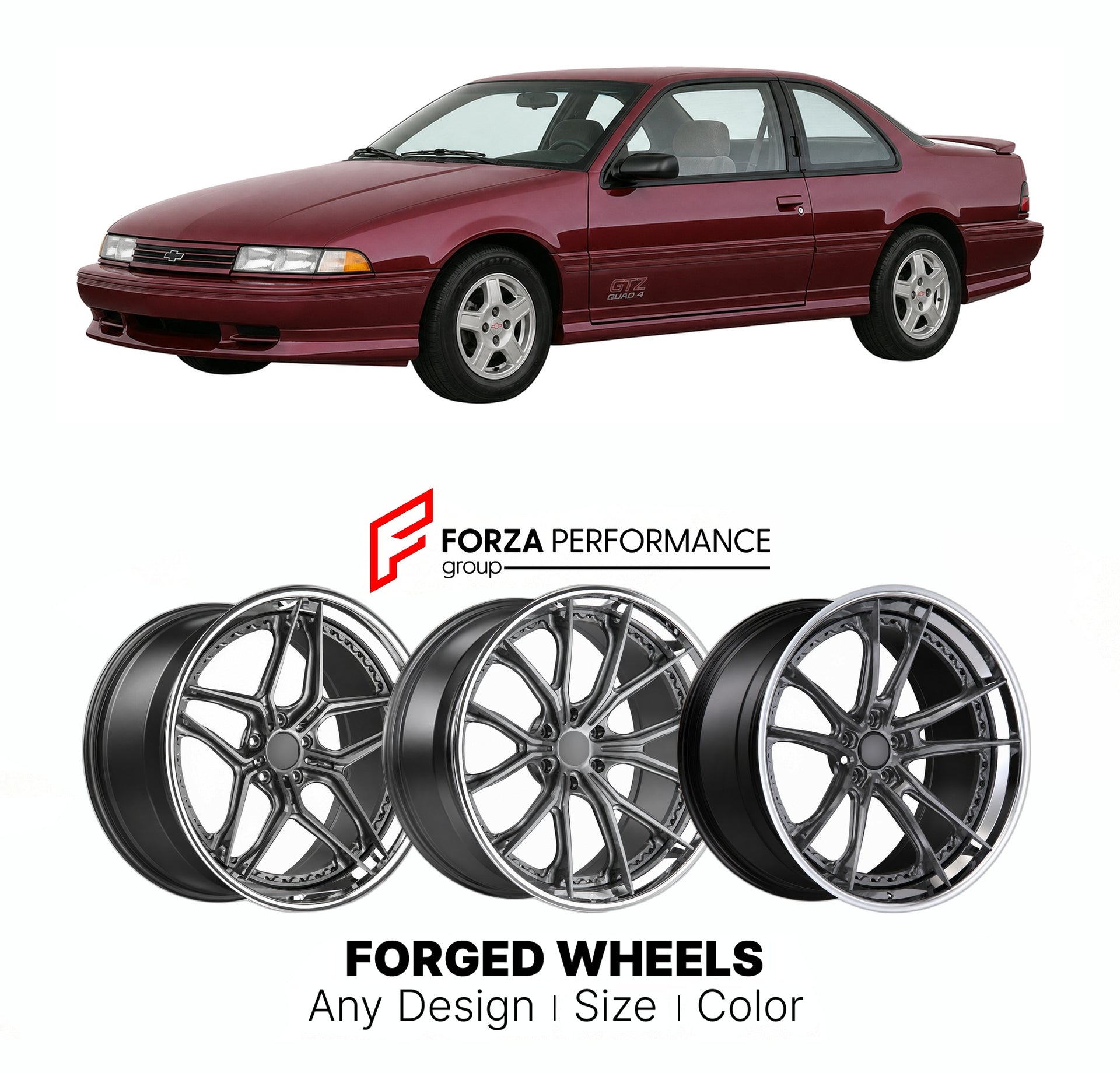 FORGED WHEELS RIMS for CHEVROLET BERETTA GTZ L-BODY QUAD SPORT MODEL 1990 - 1993

Custom forged wheels for Chevrolet Beretta GTZ L-Body Quad Sport Model 1990 - 1993. Made-to-order monoblock, 2-piece and 3-piece rims in custom sizes, offsets, colors and finishes with guaranteed fitment.

We manufacture premium quality forged wheels rims for Chevrolet Beretta GTZ L-Body Quad Sport Model 1990 - 1993 in any design, size, color.

THIS WHEEL DESIGN CAN BE CUSTOM-MADE FOR YOUR CAR IN ANY SIZE AND COLOR OPTIONS
Ava