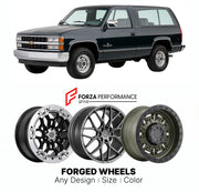 FORGED WHEELS RIMS for CHEVROLET BLAZER SILVERADO TRIM K5 1990 - 1994

Custom forged wheels for Chevrolet Blazer Silverado Trim K5 1990 - 1994. Made-to-order monoblock, 2-piece and 3-piece rims in custom sizes, offsets, colors and finishes with guaranteed fitment.

We manufacture premium quality forged wheels rims for Chevrolet Blazer Silverado Trim K5 1990 - 1994 in any design, size, color.

THIS WHEEL DESIGN CAN BE CUSTOM-MADE FOR YOUR CAR IN ANY SIZE AND COLOR OPTIONS
Available in monoblock, 2-piece, 3-p