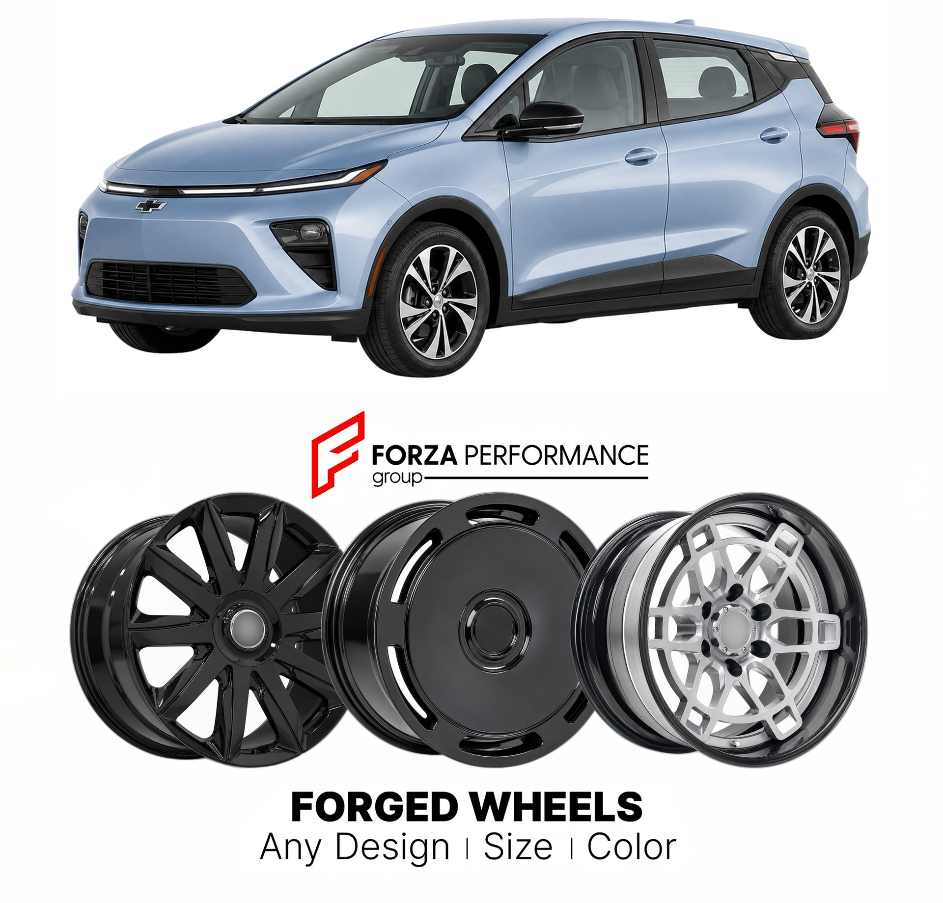 FORGED WHEELS RIMS for CHEVROLET BOLT 2027+

Custom forged wheels for Chevrolet Bolt 2027+. Made-to-order monoblock, 2-piece and 3-piece rims in custom sizes, offsets, colors and finishes with guaranteed fitment.

We manufacture premium quality forged wheels rims for Chevrolet Bolt 2027+ in any design, size, color.

THIS WHEEL DESIGN CAN BE CUSTOM-MADE FOR YOUR CAR IN ANY SIZE AND COLOR OPTIONS
Available in monoblock, 2-piece, 3-piece, duoblock, beadlock
3D wheel renderings are provided according to the exa