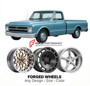 CUSTOM CLASSIC VINTAGE RESTOMOD RETRO OLD SCHOOL FORGED WHEELS RIMS for CHEVROLET C10 1967 - 1972
Custom forged wheels for classic American muscle cars. Ideal for restomod builds, vintage restorations, and show cars. Deep dish and retro styling available.

We manufacture premium quality forged wheels rims for Chevrolet C10 1967 - 1972 in any design, size, color.

THIS WHEEL DESIGN CAN BE CUSTOM-MADE FOR YOUR CAR IN ANY SIZE AND COLOR OPTIONS
Available in monoblock, 2-piece, 3-piece, duoblock, beadlock
3D wh