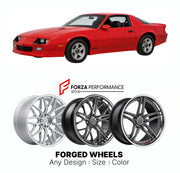 FORGED WHEELS RIMS for CHEVROLET CAMARO 1990 - 1992

Custom forged wheels for Chevrolet Camaro 1990 - 1992. Made-to-order monoblock, 2-piece and 3-piece rims in custom sizes, offsets, colors and finishes with guaranteed fitment.

We manufacture premium quality forged wheels rims for Chevrolet Camaro 1990 - 1992 in any design, size, color.

THIS WHEEL DESIGN CAN BE CUSTOM-MADE FOR YOUR CAR IN ANY SIZE AND COLOR OPTIONS
Available in monoblock, 2-piece, 3-piece, duoblock, beadlock
3D wheel renderings are provi