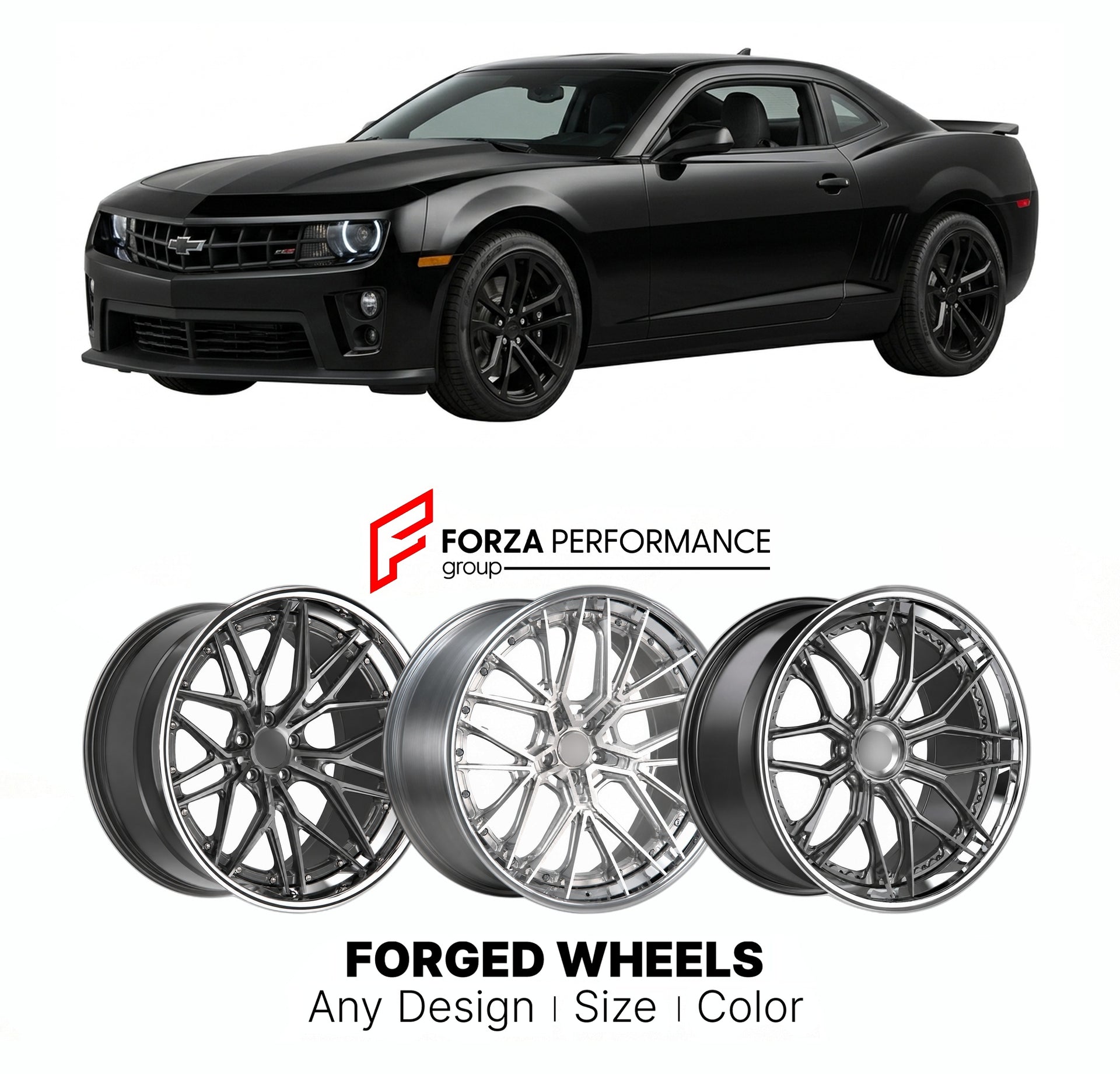 FORGED WHEELS RIMS for CHEVROLET CAMARO 1LE 2012 - 2024

Custom forged wheels for Chevrolet Camaro 1LE 2012 - 2024. Made-to-order monoblock, 2-piece and 3-piece rims in custom sizes, offsets, colors and finishes with guaranteed fitment.

We manufacture premium quality forged wheels rims for Chevrolet Camaro 1LE 2012 - 2024 in any design, size, color.

THIS WHEEL DESIGN CAN BE CUSTOM-MADE FOR YOUR CAR IN ANY SIZE AND COLOR OPTIONS
Available in monoblock, 2-piece, 3-piece, duoblock, beadlock
3D wheel renderin
