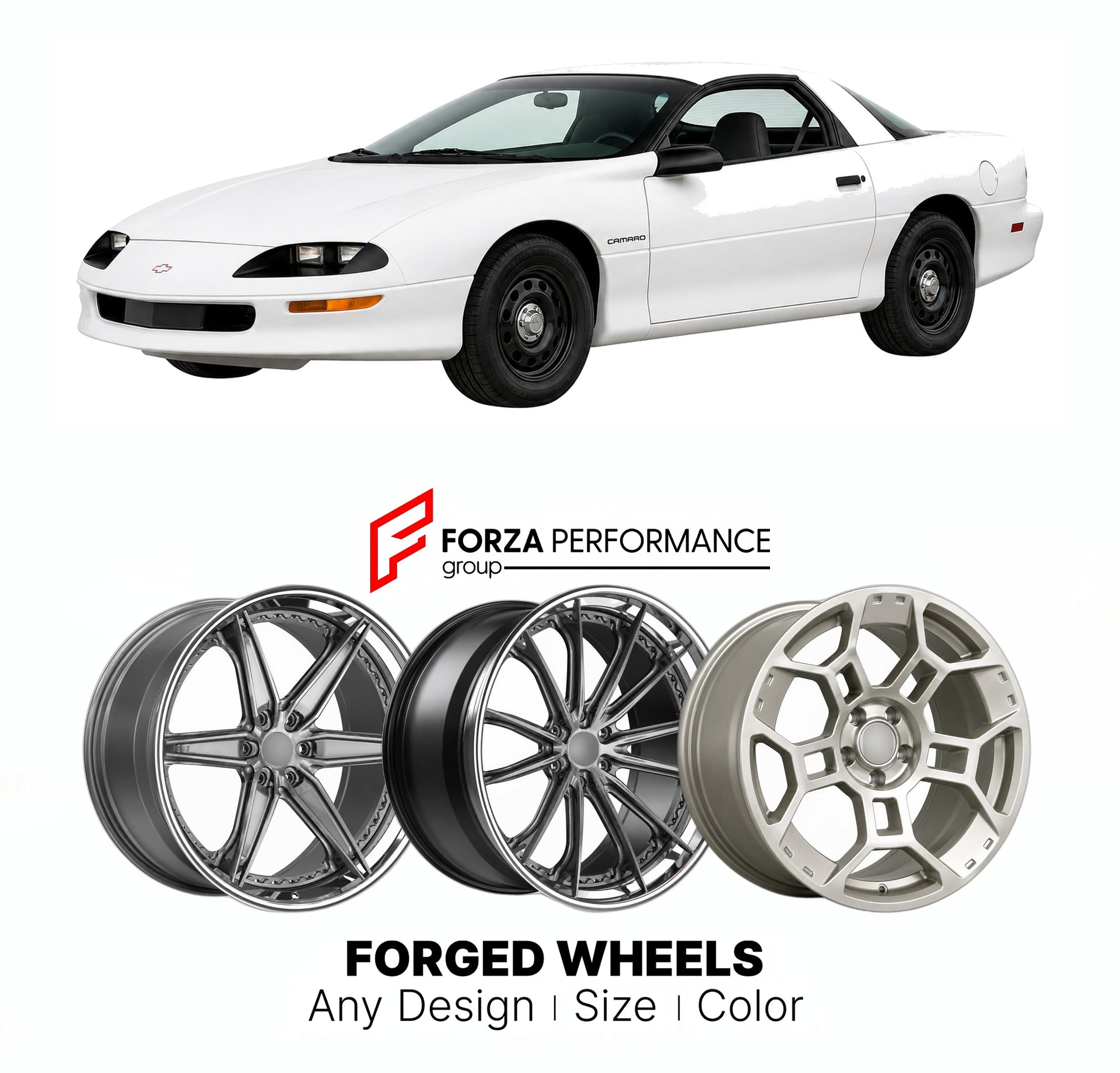 FORGED WHEELS RIMS for CHEVROLET CAMARO B4C POLICE PACKAGE 1993 - 2002

Custom forged wheels for Chevrolet Camaro B4C Police Package 1993 - 2002. Made-to-order monoblock, 2-piece and 3-piece rims in custom sizes, offsets, colors and finishes with guaranteed fitment.

We manufacture premium quality forged wheels rims for Chevrolet Camaro B4C Police Package 1993 - 2002 in any design, size, color.

THIS WHEEL DESIGN CAN BE CUSTOM-MADE FOR YOUR CAR IN ANY SIZE AND COLOR OPTIONS
Available in monoblock, 2-piece, 