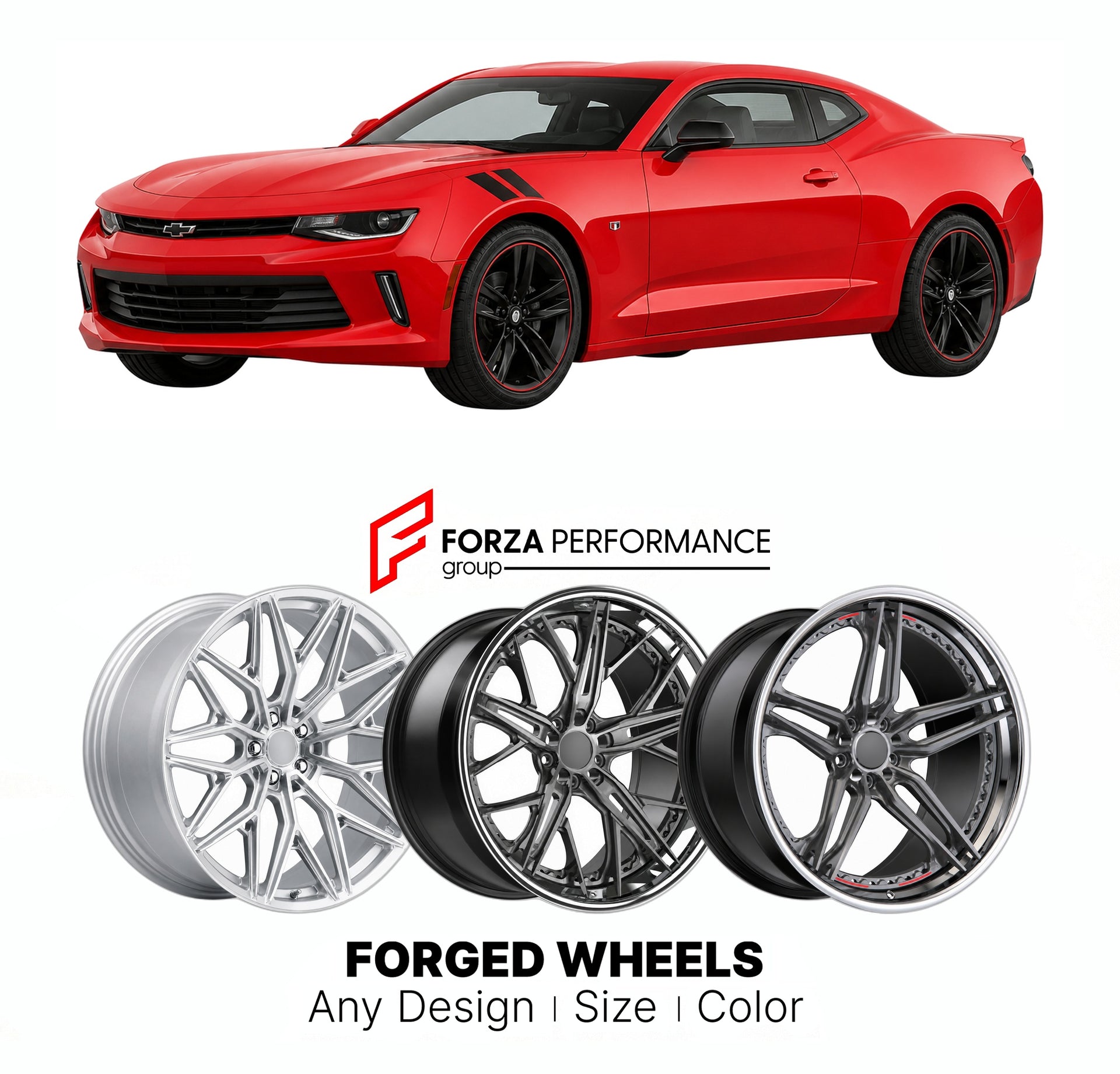 FORGED WHEELS RIMS for CHEVROLET CAMARO REDLINE EDITION 2016 - 2024

Custom forged wheels for Chevrolet Camaro Redline Edition 2016 - 2024. Made-to-order monoblock, 2-piece and 3-piece rims in custom sizes, offsets, colors and finishes with guaranteed fitment.

We manufacture premium quality forged wheels rims for Chevrolet Camaro Redline Edition 2016 - 2024 in any design, size, color.

THIS WHEEL DESIGN CAN BE CUSTOM-MADE FOR YOUR CAR IN ANY SIZE AND COLOR OPTIONS
Available in monoblock, 2-piece, 3-piece, 