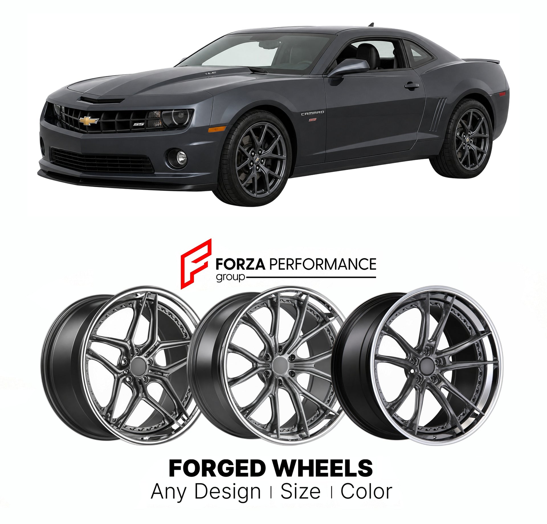 FORGED WHEELS RIMS for CHEVROLET CAMARO SS 1LE 2010 - 2015

Custom forged wheels for Chevrolet Camaro SS 1LE 2010 - 2015. Made-to-order monoblock, 2-piece and 3-piece rims in custom sizes, offsets, colors and finishes with guaranteed fitment.

We manufacture premium quality forged wheels rims for Chevrolet Camaro SS 1LE 2010 - 2015 in any design, size, color.

THIS WHEEL DESIGN CAN BE CUSTOM-MADE FOR YOUR CAR IN ANY SIZE AND COLOR OPTIONS
Available in monoblock, 2-piece, 3-piece, duoblock, beadlock
3D wheel