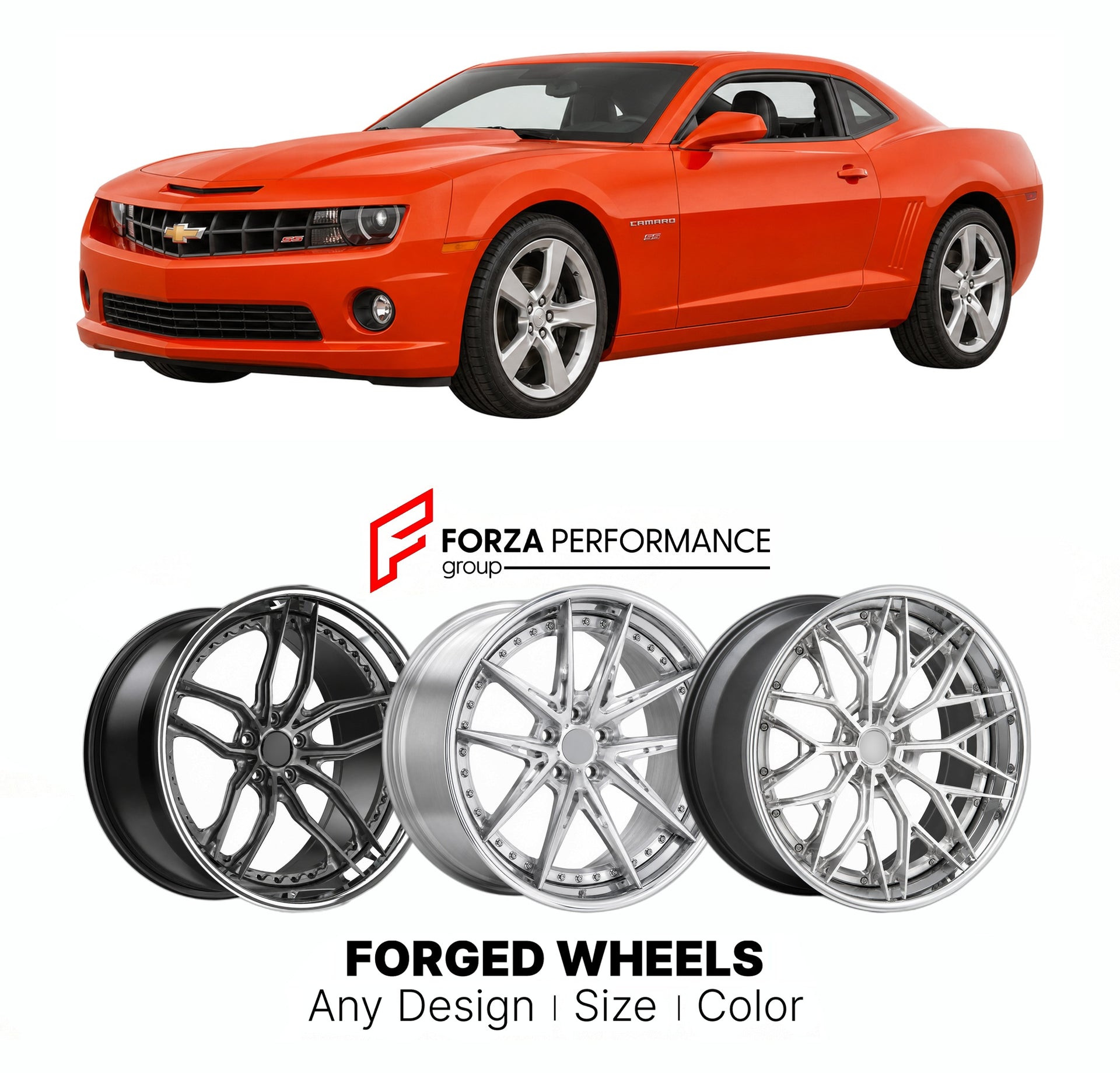 FORGED WHEELS RIMS for CHEVROLET CAMARO SS 2010 - 2015

Custom forged wheels for Chevrolet Camaro SS 2010 - 2015. Made-to-order monoblock, 2-piece and 3-piece rims in custom sizes, offsets, colors and finishes with guaranteed fitment.

We manufacture premium quality forged wheels rims for Chevrolet Camaro SS 2010 - 2015 in any design, size, color.

THIS WHEEL DESIGN CAN BE CUSTOM-MADE FOR YOUR CAR IN ANY SIZE AND COLOR OPTIONS
Available in monoblock, 2-piece, 3-piece, duoblock, beadlock
3D wheel renderings 