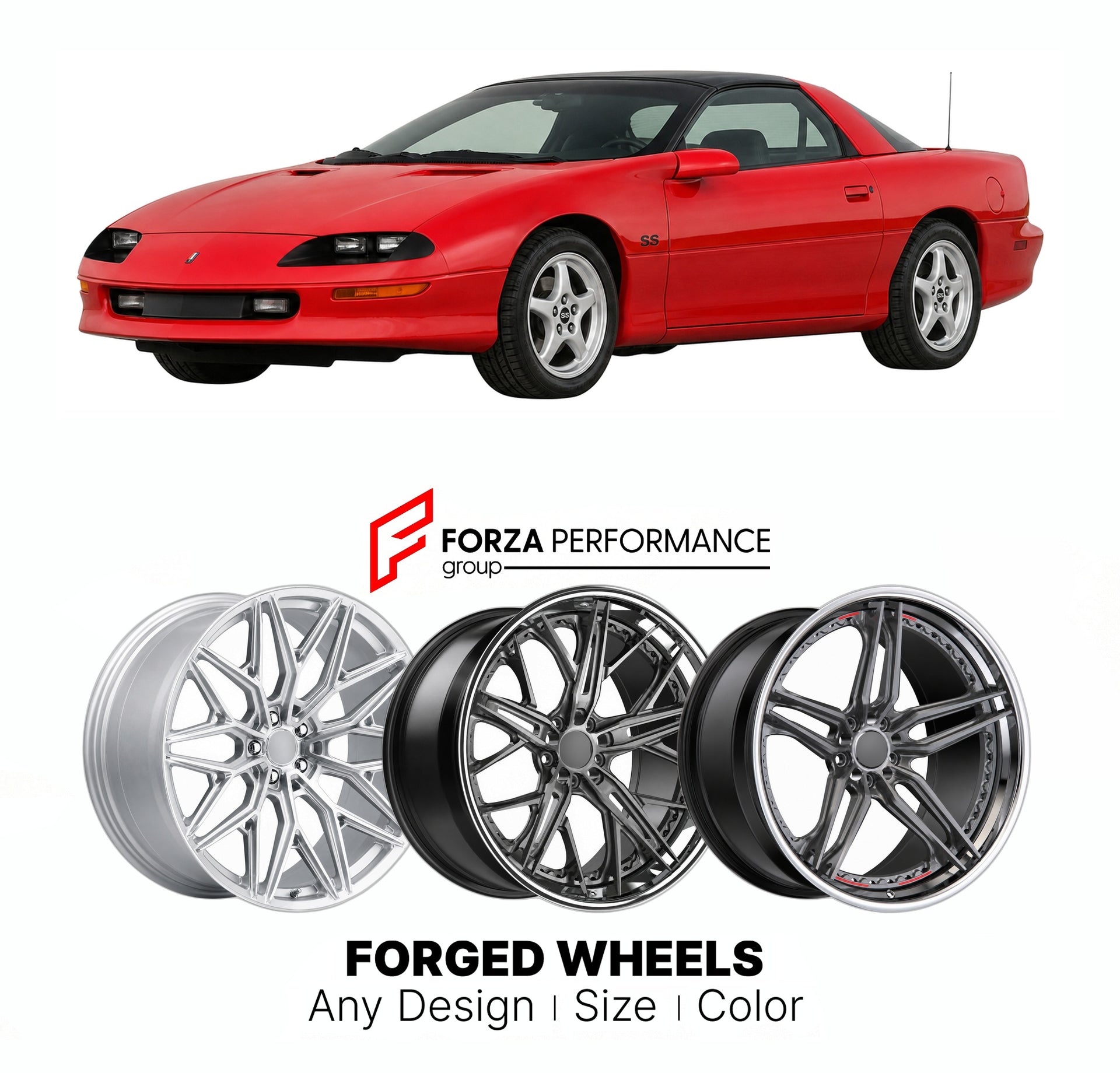 FORGED WHEELS RIMS for CHEVROLET CAMARO SS SLP 1993 - 2002

Custom forged wheels for Chevrolet Camaro SS SLP 1993 - 2002. Made-to-order monoblock, 2-piece and 3-piece rims in custom sizes, offsets, colors and finishes with guaranteed fitment.

We manufacture premium quality forged wheels rims for Chevrolet Camaro SS SLP 1993 - 2002 in any design, size, color.

THIS WHEEL DESIGN CAN BE CUSTOM-MADE FOR YOUR CAR IN ANY SIZE AND COLOR OPTIONS
Available in monoblock, 2-piece, 3-piece, duoblock, beadlock
3D wheel