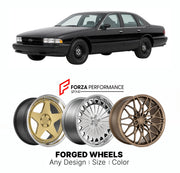 FORGED WHEELS RIMS for CHEVROLET CAPRICE LTZ 9C1 B-BODY 1990 - 1996

Custom forged wheels for Chevrolet Caprice LTZ 9C1 B-Body 1990 - 1996. Made-to-order monoblock, 2-piece and 3-piece rims in custom sizes, offsets, colors and finishes with guaranteed fitment.

We manufacture premium quality forged wheels rims for Chevrolet Caprice LTZ 9C1 B-Body 1990 - 1996 in any design, size, color.

THIS WHEEL DESIGN CAN BE CUSTOM-MADE FOR YOUR CAR IN ANY SIZE AND COLOR OPTIONS
Available in monoblock, 2-piece, 3-piece, 