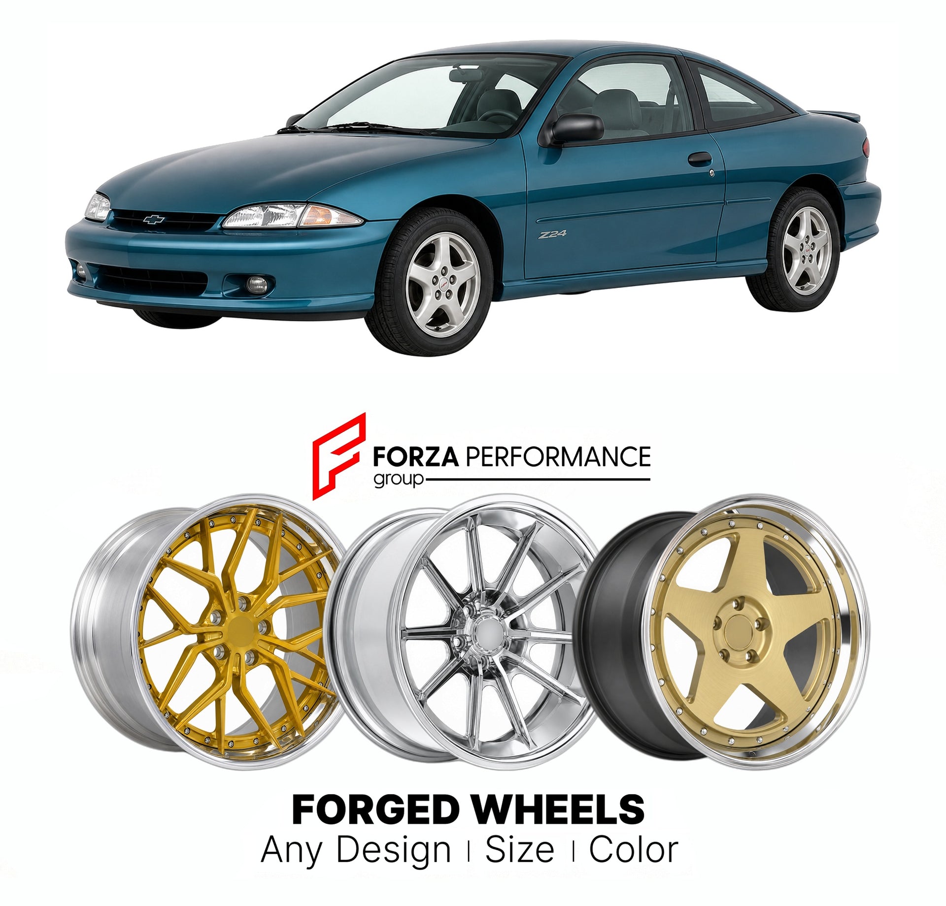 FORGED WHEELS RIMS for CHEVROLET CAVALIER Z24 SPORT TRIM 1995 - 2002

Custom forged wheels for Chevrolet Cavalier Z24 Sport Trim 1995 - 2002. Made-to-order monoblock, 2-piece and 3-piece rims in custom sizes, offsets, colors and finishes with guaranteed fitment.

We manufacture premium quality forged wheels rims for Chevrolet Cavalier Z24 Sport Trim 1995 - 2002 in any design, size, color.

THIS WHEEL DESIGN CAN BE CUSTOM-MADE FOR YOUR CAR IN ANY SIZE AND COLOR OPTIONS
Available in monoblock, 2-piece, 3-piec