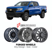 FORGED WHEELS RIMS for CHEVROLET COLORADO ZR2 2015 - 2022

Custom forged wheels for Chevrolet Colorado ZR2 2015 - 2022. Made-to-order monoblock, 2-piece and 3-piece rims in custom sizes, offsets, colors and finishes with guaranteed fitment.

We manufacture premium quality forged wheels rims for Chevrolet Colorado ZR2 2015 - 2022 in any design, size, color.

THIS WHEEL DESIGN CAN BE CUSTOM-MADE FOR YOUR CAR IN ANY SIZE AND COLOR OPTIONS
Available in monoblock, 2-piece, 3-piece, duoblock, beadlock
3D wheel re