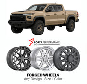 FORGED WHEELS RIMS for CHEVROLET COLORADO ZR2 BISON 2023+

Custom forged wheels for Chevrolet Colorado ZR2 Bison 2023+. Made-to-order monoblock, 2-piece and 3-piece rims in custom sizes, offsets, colors and finishes with guaranteed fitment.

We manufacture premium quality forged wheels rims for Chevrolet Colorado ZR2 Bison 2023+ in any design, size, color.

THIS WHEEL DESIGN CAN BE CUSTOM-MADE FOR YOUR CAR IN ANY SIZE AND COLOR OPTIONS
Available in monoblock, 2-piece, 3-piece, duoblock, beadlock
3D wheel re