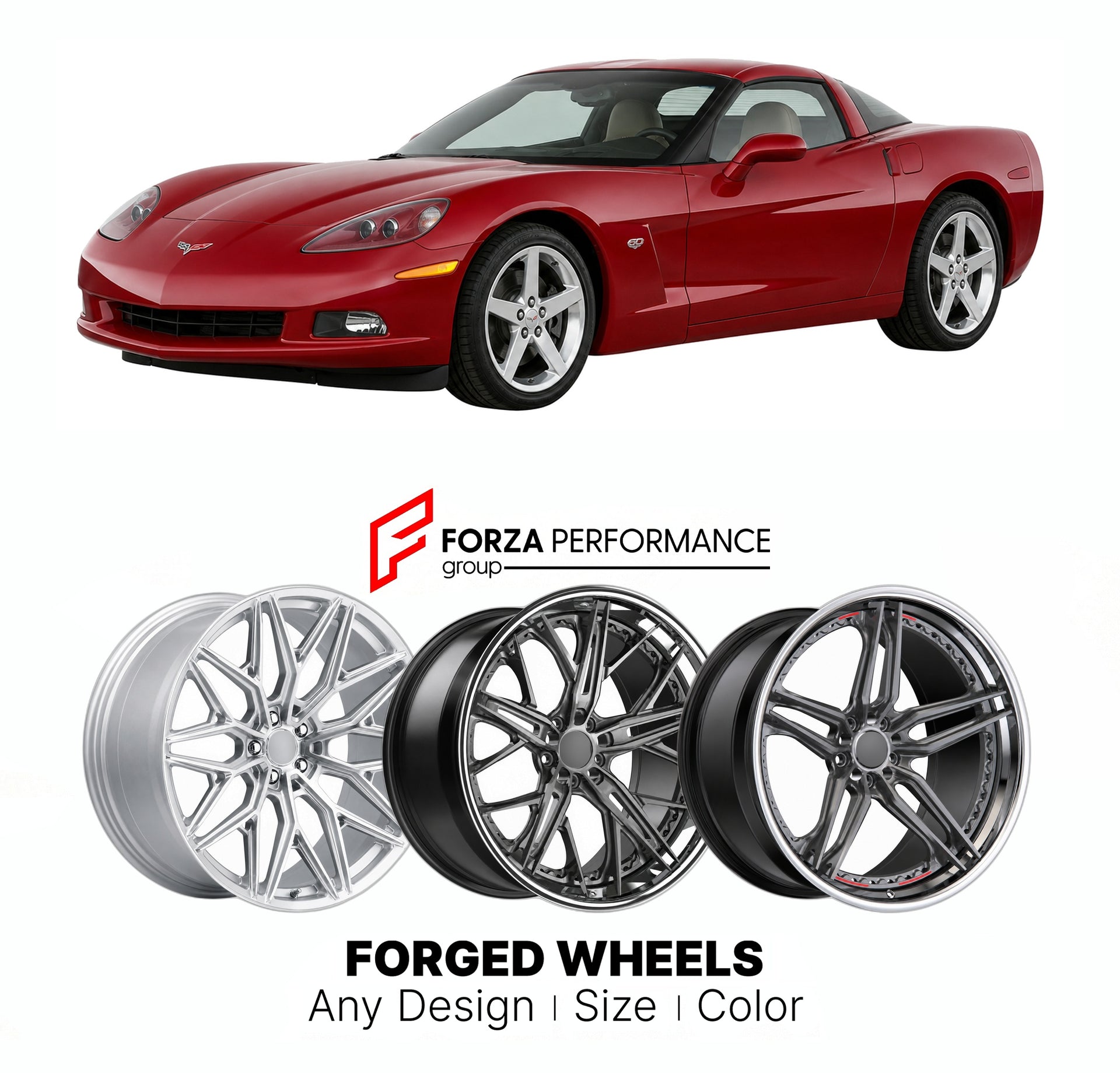 FORGED WHEELS RIMS for CHEVROLET CORVETTE 60TH ANNIVERSARY EDITION C6 2005 - 2013

Custom forged wheels for Chevrolet Corvette 60th Anniversary Edition C6 2005 - 2013. Made-to-order monoblock, 2-piece and 3-piece rims in custom sizes, offsets, colors and finishes with guaranteed fitment.

We manufacture premium quality forged wheels rims for Chevrolet Corvette 60th Anniversary Edition C6 2005 - 2013 in any design, size, color.

THIS WHEEL DESIGN CAN BE CUSTOM-MADE FOR YOUR CAR IN ANY SIZE AND COLOR OPTIONS
