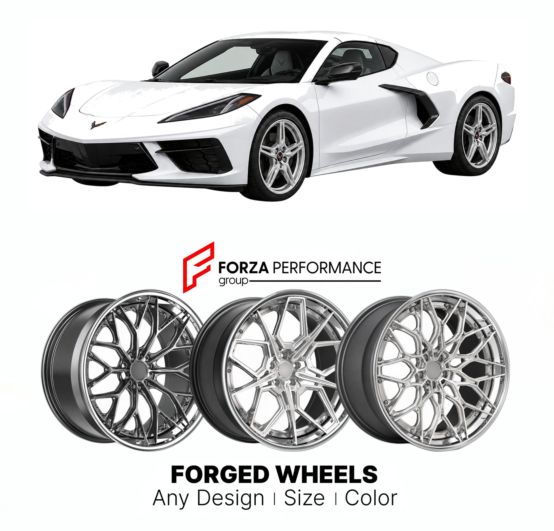 FORGED WHEELS RIMS for CHEVROLET CORVETTE 70TH ANNIVERSARY EDITION C8 2020+

Custom forged wheels for Chevrolet Corvette 70th Anniversary Edition C8 2020+. Made-to-order monoblock, 2-piece and 3-piece rims in custom sizes, offsets, colors and finishes with guaranteed fitment.

We manufacture premium quality forged wheels rims for Chevrolet Corvette 70th Anniversary Edition C8 2020+ in any design, size, color.

THIS WHEEL DESIGN CAN BE CUSTOM-MADE FOR YOUR CAR IN ANY SIZE AND COLOR OPTIONS
Available in monob