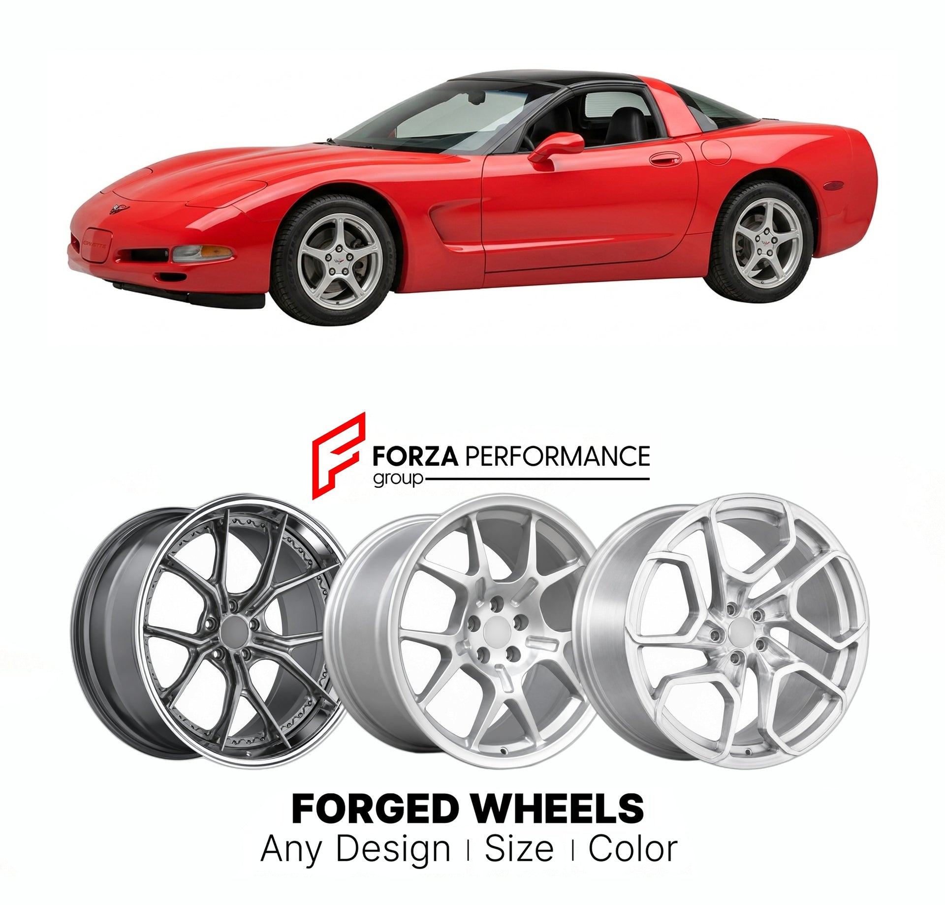 FORGED WHEELS RIMS for CHEVROLET CORVETTE C5 1997 - 2004

Custom forged wheels for Chevrolet Corvette C5 1997 - 2004. Made-to-order monoblock, 2-piece and 3-piece rims in custom sizes, offsets, colors and finishes with guaranteed fitment.

We manufacture premium quality forged wheels rims for Chevrolet Corvette C5 1997 - 2004 in any design, size, color.

THIS WHEEL DESIGN CAN BE CUSTOM-MADE FOR YOUR CAR IN ANY SIZE AND COLOR OPTIONS
Available in monoblock, 2-piece, 3-piece, duoblock, beadlock
3D wheel rende