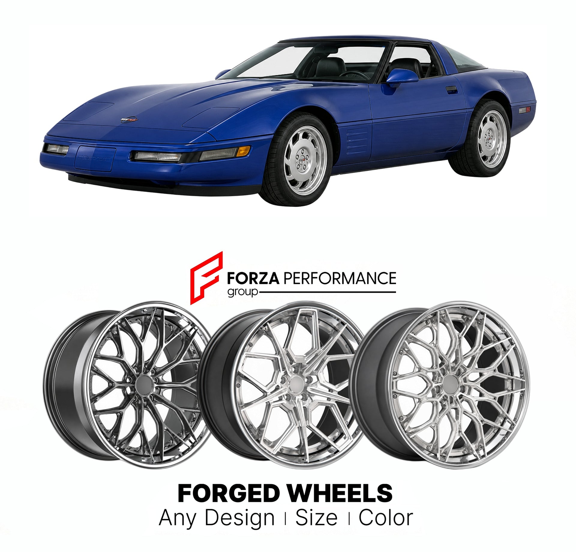 FORGED WHEELS RIMS for CHEVROLET CORVETTE GRAND SPORT C4 1990 - 1996

Custom forged wheels for Chevrolet Corvette Grand Sport C4 1990 - 1996. Made-to-order monoblock, 2-piece and 3-piece rims in custom sizes, offsets, colors and finishes with guaranteed fitment.

We manufacture premium quality forged wheels rims for Chevrolet Corvette Grand Sport C4 1990 - 1996 in any design, size, color.

THIS WHEEL DESIGN CAN BE CUSTOM-MADE FOR YOUR CAR IN ANY SIZE AND COLOR OPTIONS
Available in monoblock, 2-piece, 3-piec