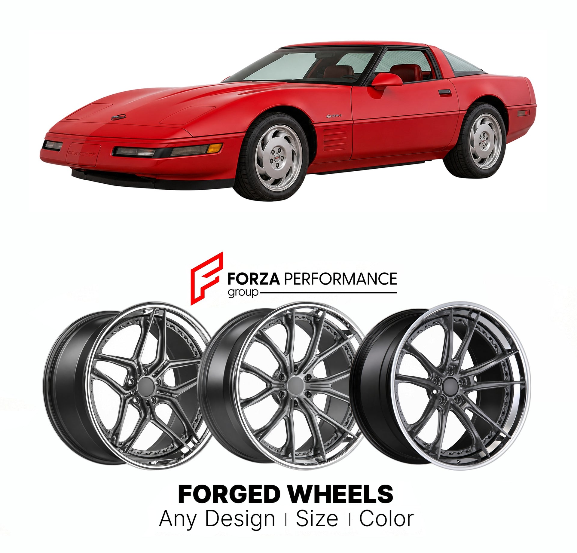FORGED WHEELS RIMS for CHEVROLET CORVETTE ZR-1 C4 1990 - 1996

Custom forged wheels for Chevrolet Corvette ZR-1 C4 1990 - 1996. Made-to-order monoblock, 2-piece and 3-piece rims in custom sizes, offsets, colors and finishes with guaranteed fitment.

We manufacture premium quality forged wheels rims for Chevrolet Corvette ZR-1 C4 1990 - 1996 in any design, size, color.

THIS WHEEL DESIGN CAN BE CUSTOM-MADE FOR YOUR CAR IN ANY SIZE AND COLOR OPTIONS
Available in monoblock, 2-piece, 3-piece, duoblock, beadlock