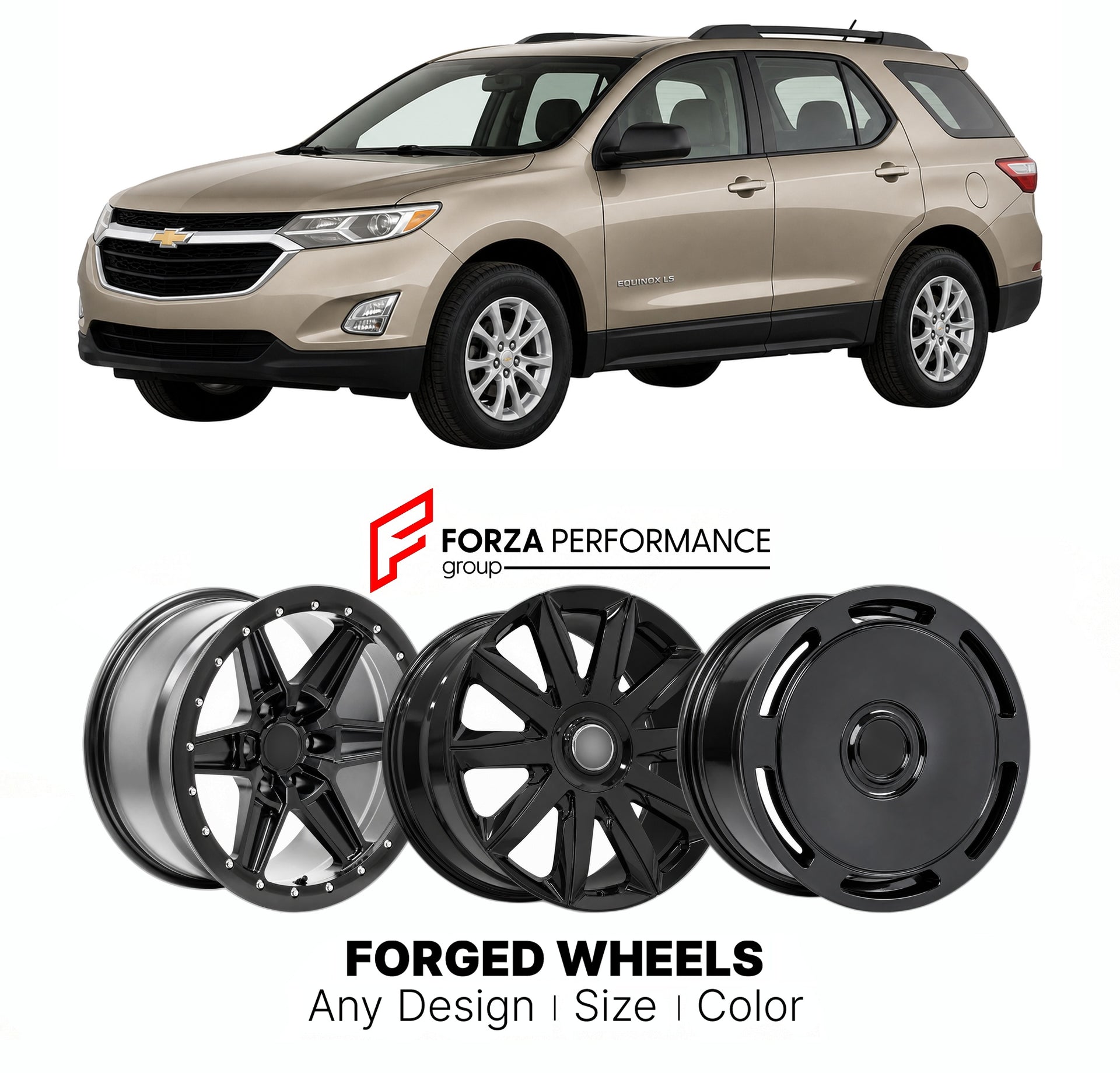 FORGED WHEELS RIMS for CHEVROLET EQUINOX LS 2005 - 2024

Custom forged wheels for Chevrolet Equinox LS 2005 - 2024. Made-to-order monoblock, 2-piece and 3-piece rims in custom sizes, offsets, colors and finishes with guaranteed fitment.

We manufacture premium quality forged wheels rims for Chevrolet Equinox LS 2005 - 2024 in any design, size, color.

THIS WHEEL DESIGN CAN BE CUSTOM-MADE FOR YOUR CAR IN ANY SIZE AND COLOR OPTIONS
Available in monoblock, 2-piece, 3-piece, duoblock, beadlock
3D wheel renderin