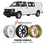 FORGED WHEELS RIMS for CHEVROLET EXPRESS FULL-SIZE VAN 1996+

Custom forged wheels for Chevrolet Express Full-Size Van 1996+. Made-to-order monoblock, 2-piece and 3-piece rims in custom sizes, offsets, colors and finishes with guaranteed fitment.

We manufacture premium quality forged wheels rims for Chevrolet Express Full-Size Van 1996+ in any design, size, color.

THIS WHEEL DESIGN CAN BE CUSTOM-MADE FOR YOUR CAR IN ANY SIZE AND COLOR OPTIONS
Available in monoblock, 2-piece, 3-piece, duoblock, beadlock
3D