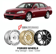 FORGED WHEELS RIMS for CHEVROLET IMPALA SS 2006 - 2013

Custom forged wheels for Chevrolet Impala SS 2006 - 2013. Made-to-order monoblock, 2-piece and 3-piece rims in custom sizes, offsets, colors and finishes with guaranteed fitment.

We manufacture premium quality forged wheels rims for Chevrolet Impala SS 2006 - 2013 in any design, size, color.

THIS WHEEL DESIGN CAN BE CUSTOM-MADE FOR YOUR CAR IN ANY SIZE AND COLOR OPTIONS
Available in monoblock, 2-piece, 3-piece, duoblock, beadlock
3D wheel renderings 