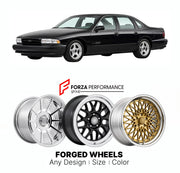 FORGED WHEELS RIMS for CHEVROLET IMPALA SS BLACK B-BODY 1994 - 1996

Custom forged wheels for Chevrolet Impala SS Black B-Body 1994 - 1996. Made-to-order monoblock, 2-piece and 3-piece rims in custom sizes, offsets, colors and finishes with guaranteed fitment.

We manufacture premium quality forged wheels rims for Chevrolet Impala SS Black B-Body 1994 - 1996 in any design, size, color.

THIS WHEEL DESIGN CAN BE CUSTOM-MADE FOR YOUR CAR IN ANY SIZE AND COLOR OPTIONS
Available in monoblock, 2-piece, 3-piece, 