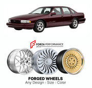 FORGED WHEELS RIMS for CHEVROLET IMPALA SS DARK CHERRY METALLIC B-BODY 1994 - 1996

Custom forged wheels for Chevrolet Impala SS Dark Cherry Metallic B-Body 1994 - 1996. Made-to-order monoblock, 2-piece and 3-piece rims in custom sizes, offsets, colors and finishes with guaranteed fitment.

We manufacture premium quality forged wheels rims for Chevrolet Impala SS Dark Cherry Metallic B-Body 1994 - 1996 in any design, size, color.

THIS WHEEL DESIGN CAN BE CUSTOM-MADE FOR YOUR CAR IN ANY SIZE AND COLOR OPTIO