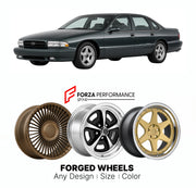 FORGED WHEELS RIMS for CHEVROLET IMPALA SS DARK GREEN GRAY B-BODY 1994 - 1996

Custom forged wheels for Chevrolet Impala SS Dark Green Gray B-Body 1994 - 1996. Made-to-order monoblock, 2-piece and 3-piece rims in custom sizes, offsets, colors and finishes with guaranteed fitment.

We manufacture premium quality forged wheels rims for Chevrolet Impala SS Dark Green Gray B-Body 1994 - 1996 in any design, size, color.

THIS WHEEL DESIGN CAN BE CUSTOM-MADE FOR YOUR CAR IN ANY SIZE AND COLOR OPTIONS
Available in