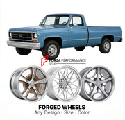 CUSTOM CLASSIC VINTAGE RESTOMOD RETRO OLD SCHOOL FORGED WHEELS RIMS for CHEVROLET K10 1973 - 1986
Custom forged wheels for classic American muscle cars. Ideal for restomod builds, vintage restorations, and show cars. Deep dish and retro styling available.

We manufacture premium quality forged wheels rims for Chevrolet K10 1973 - 1986 in any design, size, color.

THIS WHEEL DESIGN CAN BE CUSTOM-MADE FOR YOUR CAR IN ANY SIZE AND COLOR OPTIONS
Available in monoblock, 2-piece, 3-piece, duoblock, beadlock
3D wh