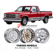 CUSTOM CLASSIC VINTAGE RESTOMOD RETRO OLD SCHOOL FORGED WHEELS RIMS for CHEVROLET K1500 1988 - 1990
Custom forged wheels for classic American muscle cars. Ideal for restomod builds, vintage restorations, and show cars. Deep dish and retro styling available.

We manufacture premium quality forged wheels rims for Chevrolet K1500 1988 - 1990 in any design, size, color.

THIS WHEEL DESIGN CAN BE CUSTOM-MADE FOR YOUR CAR IN ANY SIZE AND COLOR OPTIONS
Available in monoblock, 2-piece, 3-piece, duoblock, beadlock
3